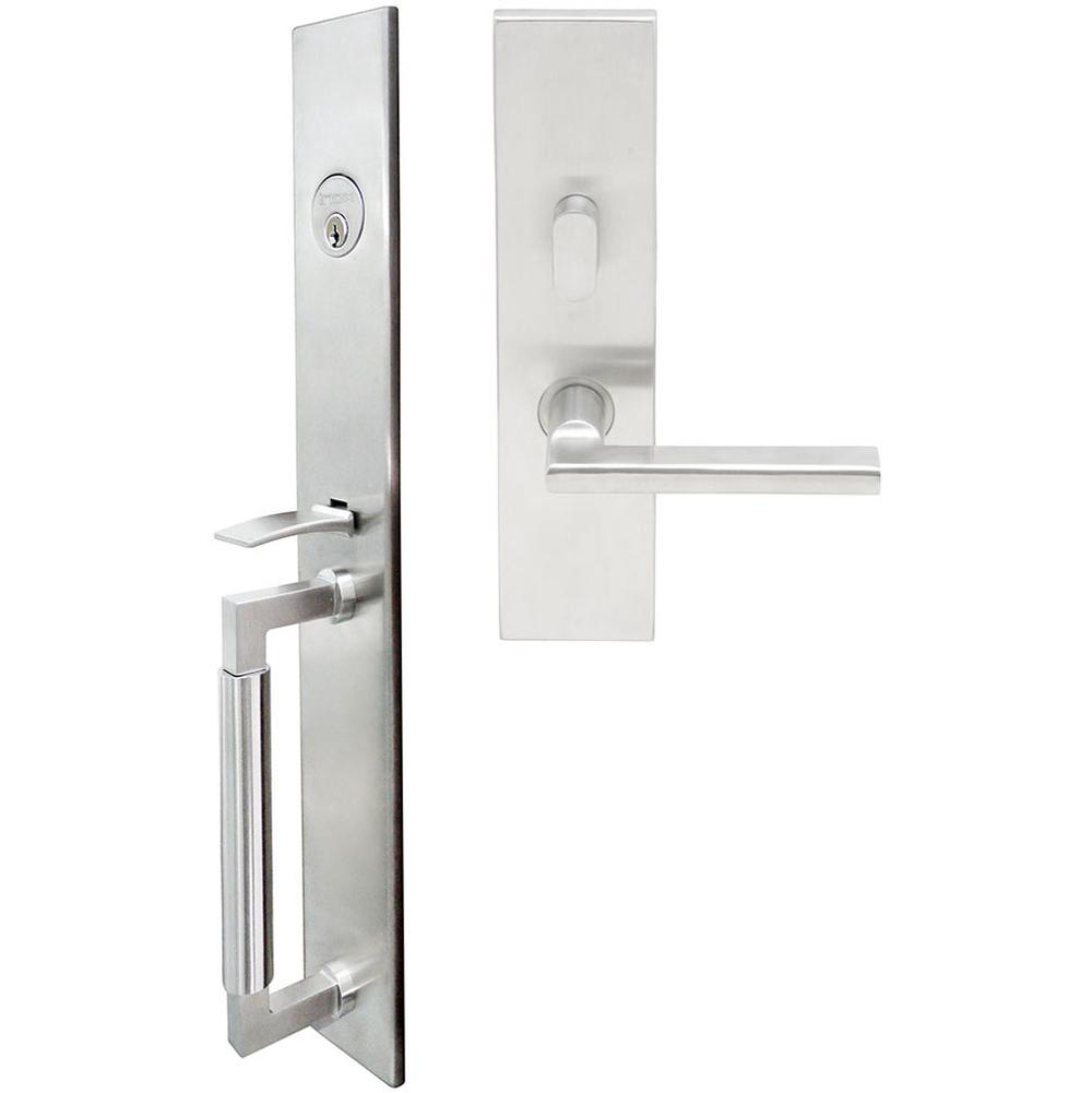 INOX - ME Handleset MT Mortise 243 Sunrise Entry 2-1/2''  32D LH - Satin Stainless Steel