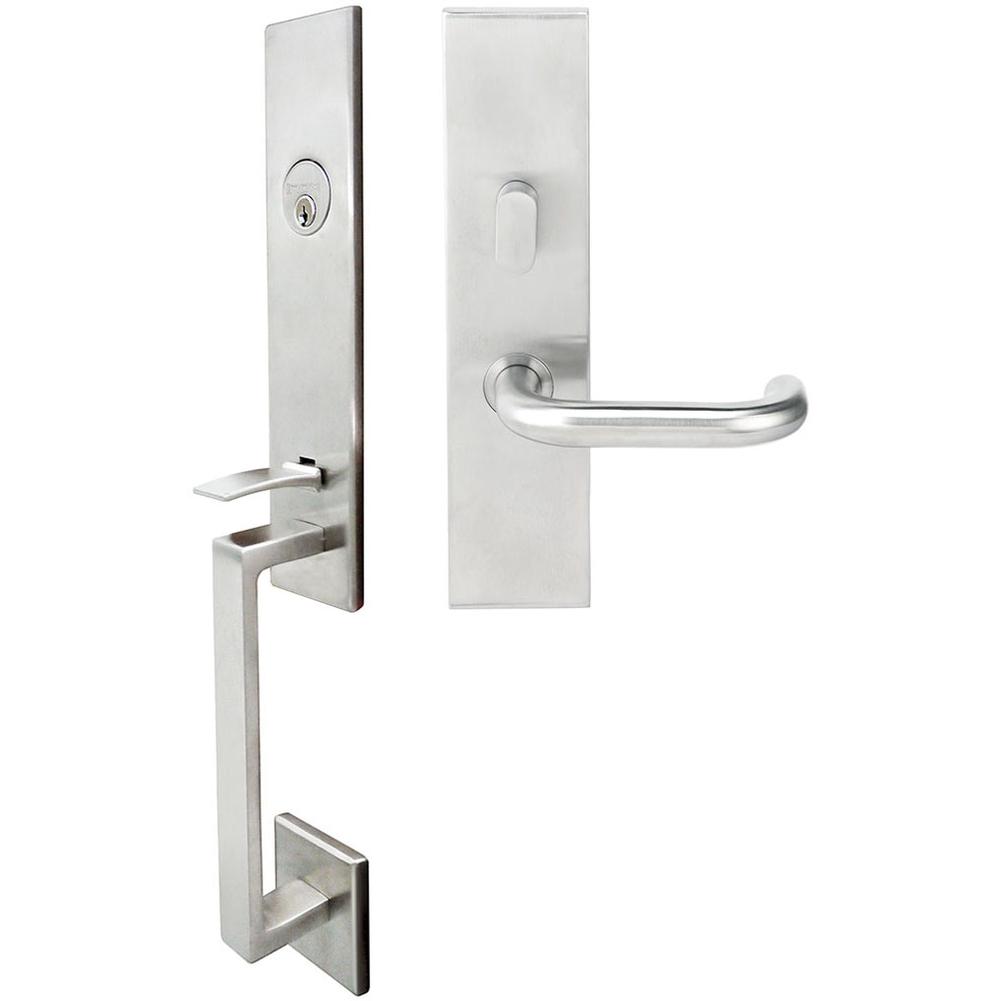 INOX - MH Handleset MT Mortise 102 Munich Entry 2-3/4''  32D LH - Satin Stainless Steel
