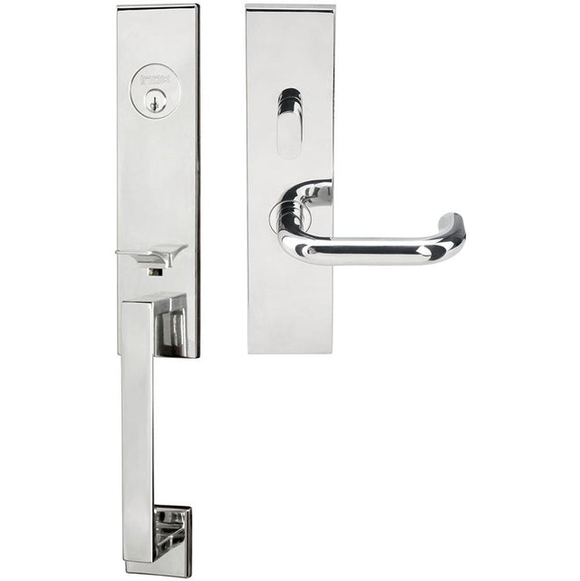 INOX - MH Handleset MT Mortise 102 Munich Entry 2-3/4''  32 LH - Polished Stainless Steel