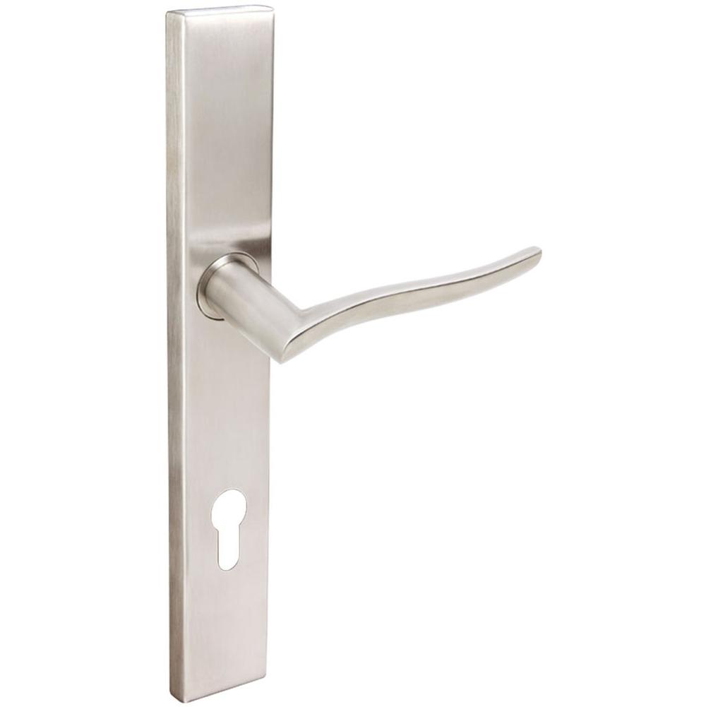 INOX - MU Multipoint 225 Waterfall Euro Entry Lever High US32D LH - Satin Stainless Steel