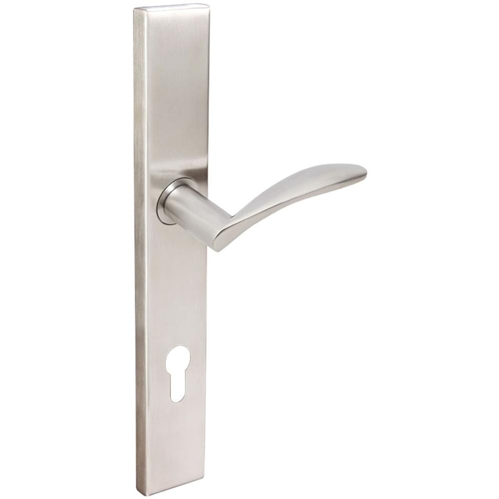 INOX - MU Multipoint 311 Crest Euro Entry Lever High US32D LH - Satin Stainless Steel