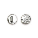 INOX - RD, Round Deadbolt, Single Cylinder, 2-3/8'' BS, 32D - Satin Stainless Steel