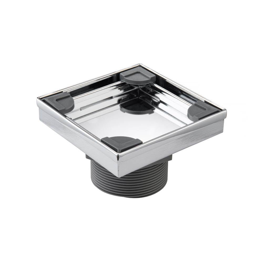 Isenberg By Flusso - 4'' Tile Insert Floor Drain with 2'' Outlet - Chrome