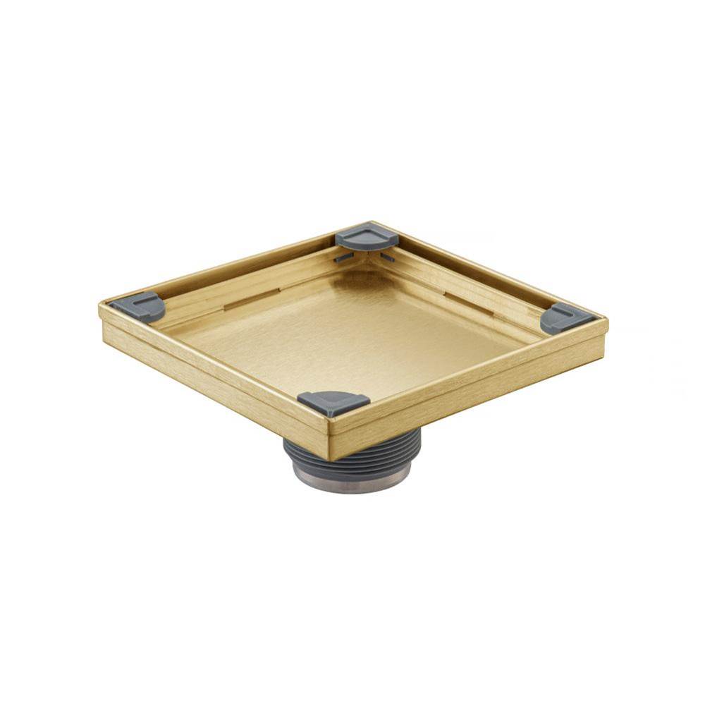 Isenberg By Flusso - 6'' Tile Insert Floor Drain with 2'' Outlet - Satin Brass PVD