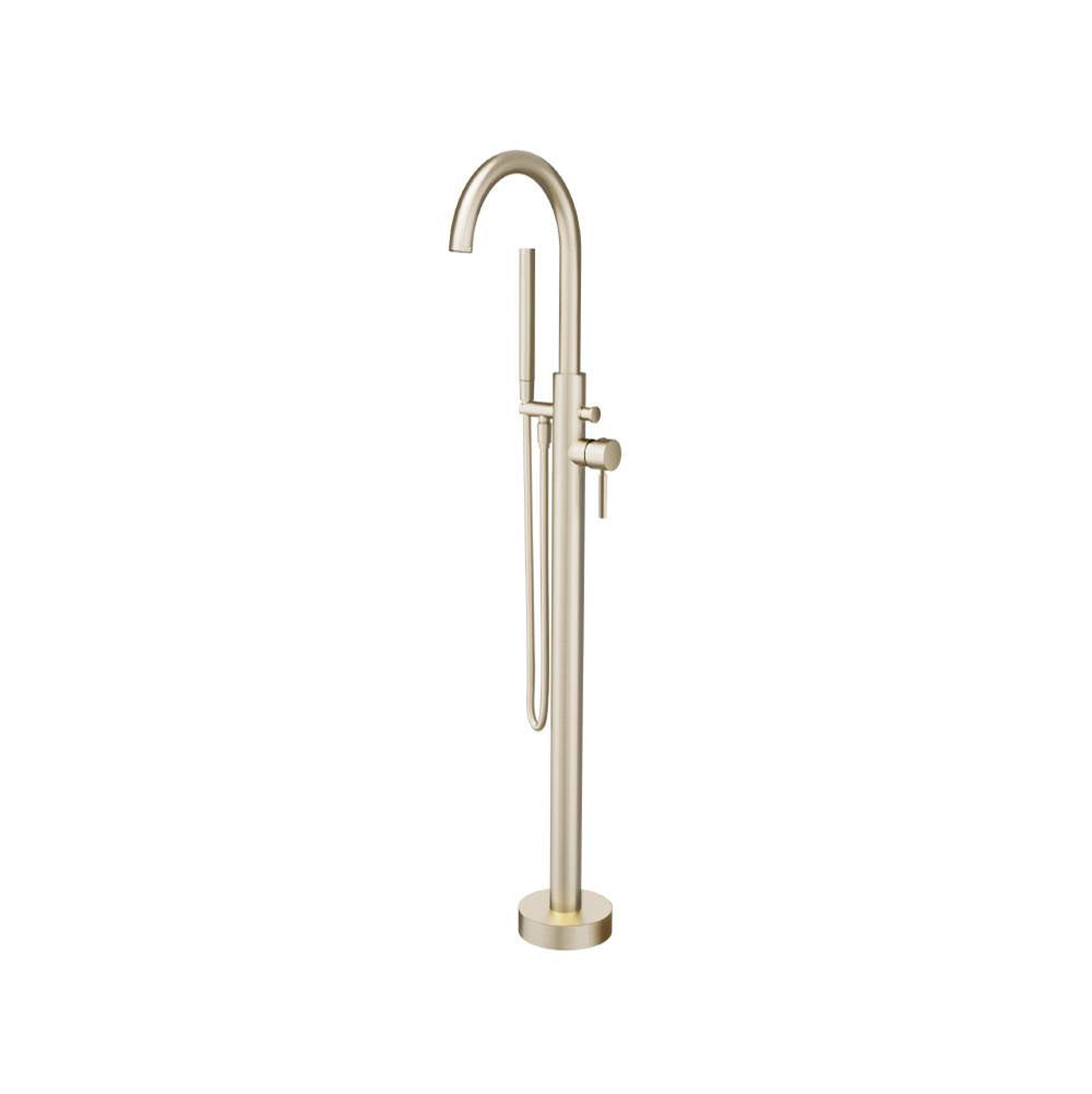 Isenberg By Flusso - Freestanding Floor Mount Bathtub / Tub Filler With Hand Shower - Brushed Nickel PVD