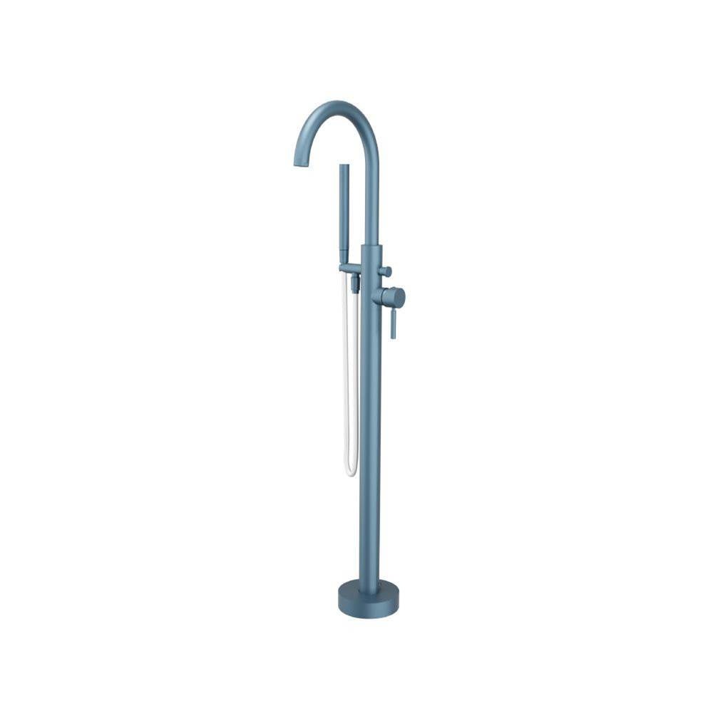 Isenberg By Flusso - Freestanding Floor Mount Bathtub / Tub Filler With Hand Shower - Blue Platinum