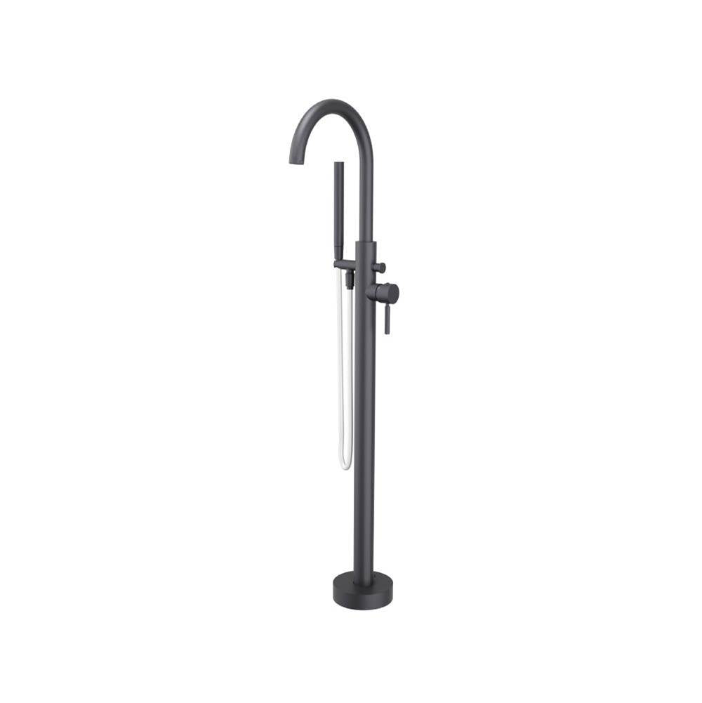 Isenberg By Flusso - Freestanding Floor Mount Bathtub / Tub Filler With Hand Shower - Dark Grey