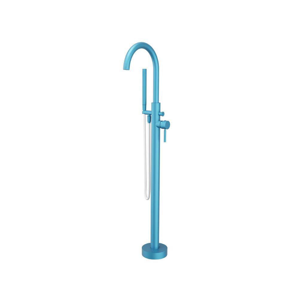 Isenberg By Flusso - Freestanding Floor Mount Bathtub / Tub Filler With Hand Shower - Sky Blue