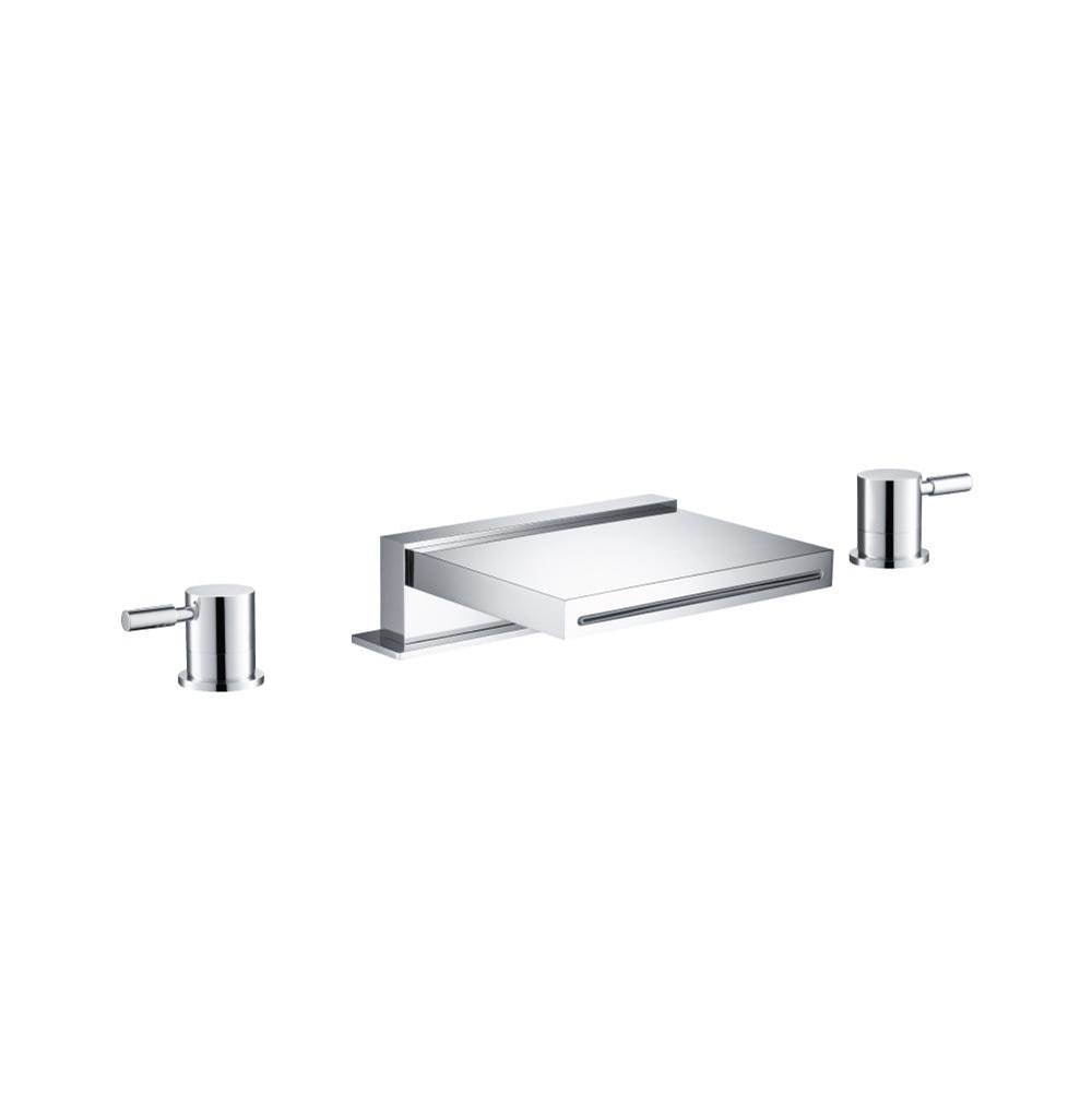 Isenberg By Flusso - 3 Hole Deck Mount Cascade / Sheet Flow Roman Tub Faucet - Matte Black