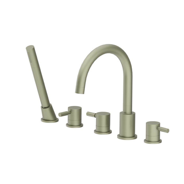 Isenberg By Flusso - Five Hole Deck Mounted Roman Tub Faucet With Hand Shower - Army Green