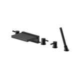 Isenberg By Flusso - Five Hole Deck Mounted Cascade Flow Roman Tub Faucet With Hand Shower - Matte Black