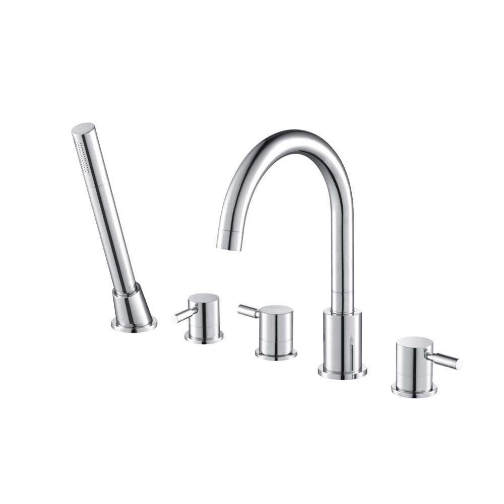 Isenberg By Flusso - Five Hole Deck Mounted Roman Tub Faucet With Hand Shower - Chrome