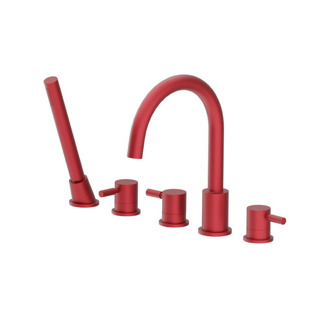 Isenberg By Flusso - Five Hole Deck Mounted Roman Tub Faucet With Hand Shower - Crimson