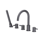 Isenberg By Flusso - Five Hole Deck Mounted Roman Tub Faucet With Hand Shower - Dark Grey