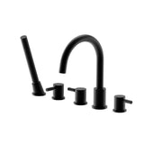 Isenberg By Flusso - Five Hole Deck Mounted Roman Tub Faucet With Hand Shower - Gloss Black