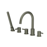 Isenberg By Flusso - Five Hole Deck Mounted Roman Tub Faucet With Hand Shower - Gun Metal Grey