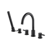 Isenberg By Flusso - Five Hole Deck Mounted Roman Tub Faucet With Hand Shower - Matte Black