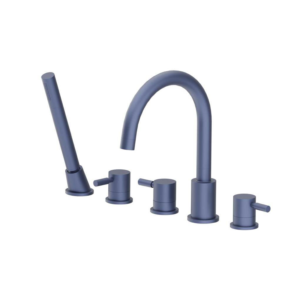 Isenberg By Flusso - Five Hole Deck Mounted Roman Tub Faucet With Hand Shower - Navy Blue