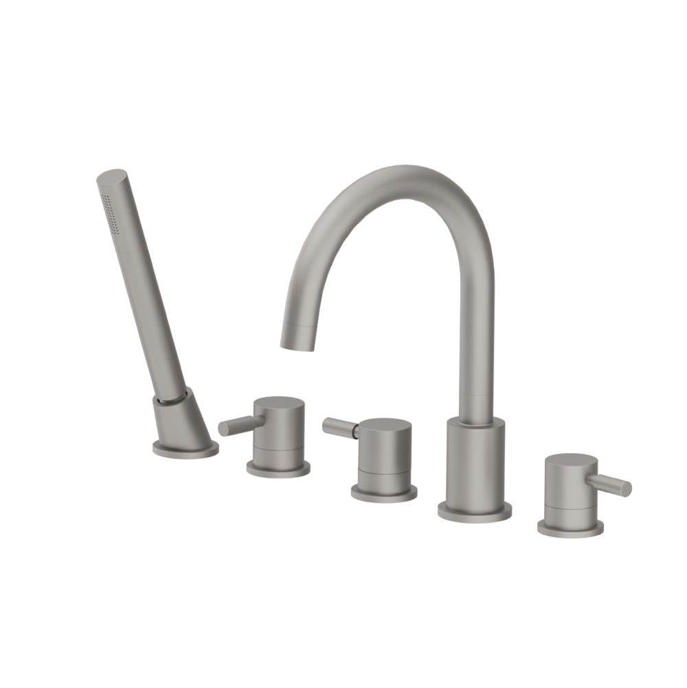 Isenberg By Flusso - Five Hole Deck Mounted Roman Tub Faucet With Hand Shower - Steel Grey