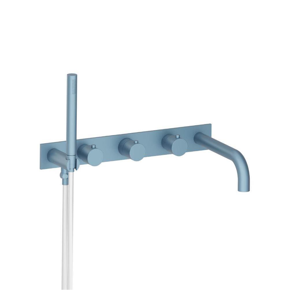 Isenberg By Flusso - Wall Mount Tub Filler With Hand Shower - Blue Platinum