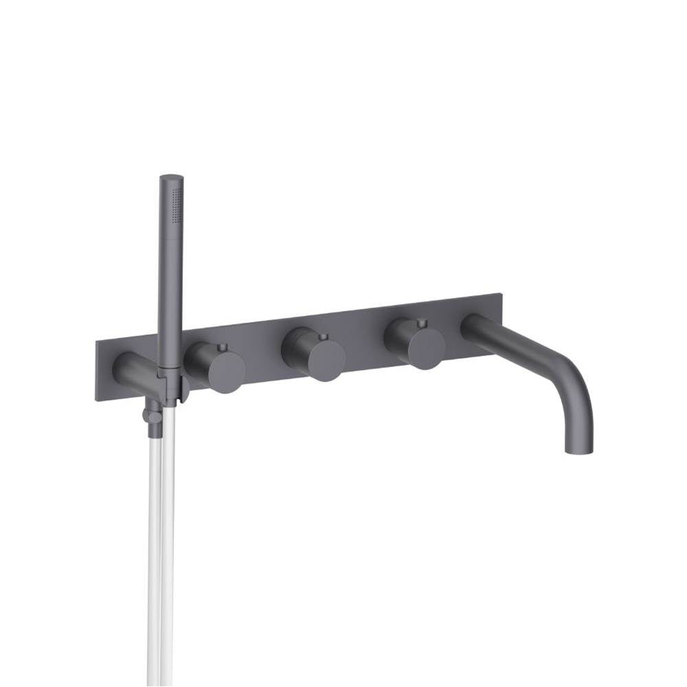 Isenberg By Flusso - Wall Mount Tub Filler With Hand Shower - Dark Grey