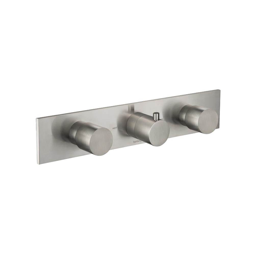 Isenberg By Flusso - Trim For Horizontal Thermostatic Valve with 2 Volume Controls - Brushed Nickel PVD