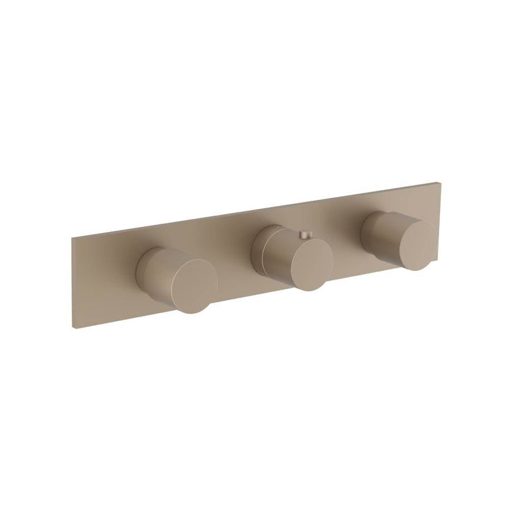 Isenberg By Flusso - 3/4'' Horizontal Thermostatic Valve with 2 Volume Controls &  Trim - Dark Tan