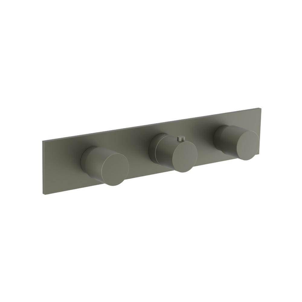 Isenberg By Flusso - 3/4'' Horizontal Thermostatic Valve with 2 Volume Controls &  Trim - Gun Metal Grey