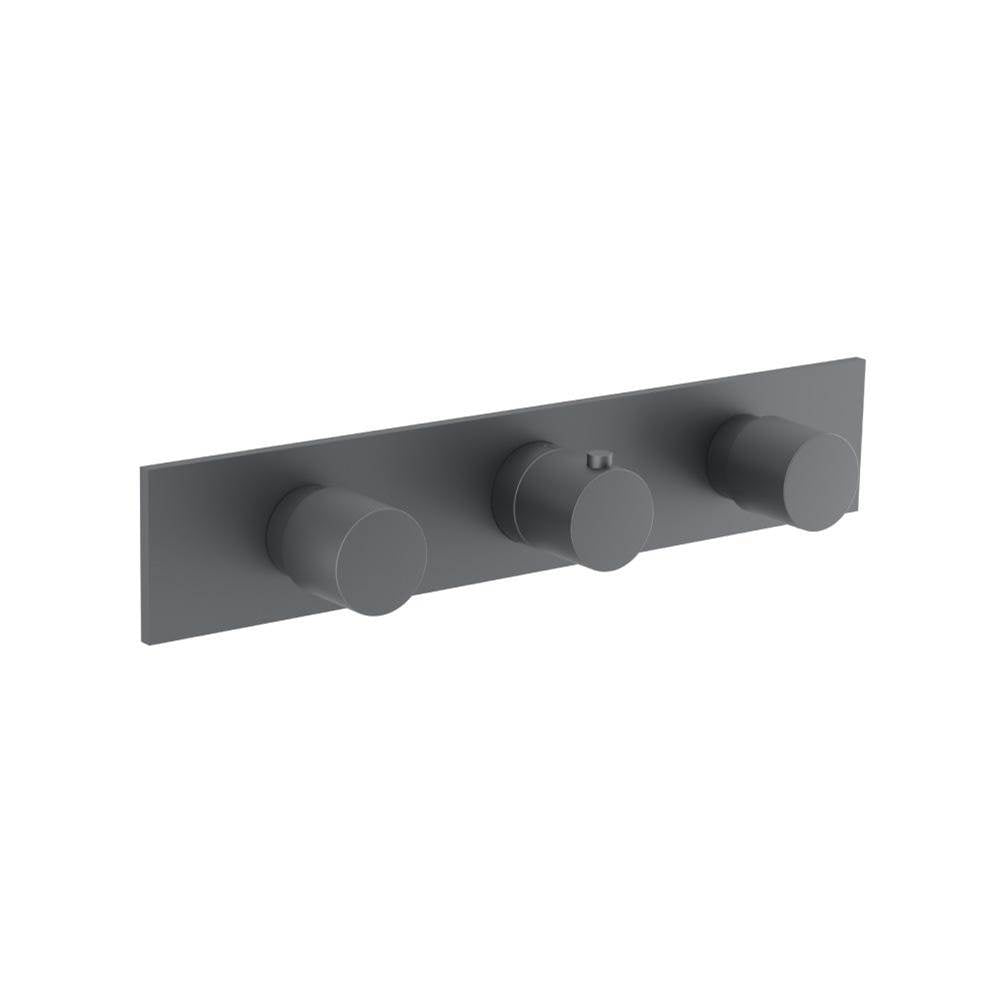Isenberg By Flusso - 3/4'' Horizontal Thermostatic Valve with 2 Volume Controls &  Trim - Rock Grey