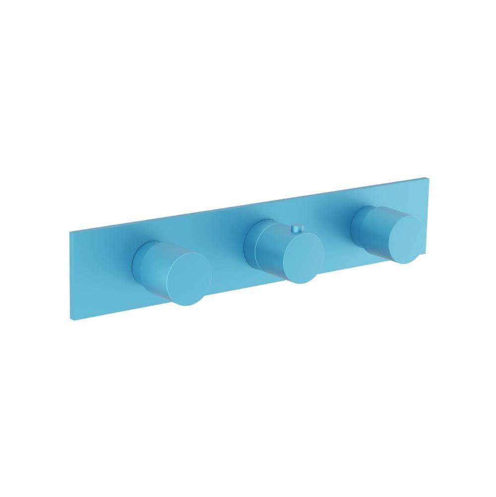 Isenberg By Flusso - 3/4'' Horizontal Thermostatic Valve with 2 Volume Controls &  Trim - Sky Blue