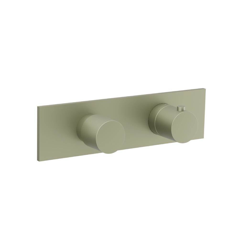 Isenberg By Flusso - 3/4'' Horizontal Thermostatic Shower Valve & Trim - 2 Output - Army Green
