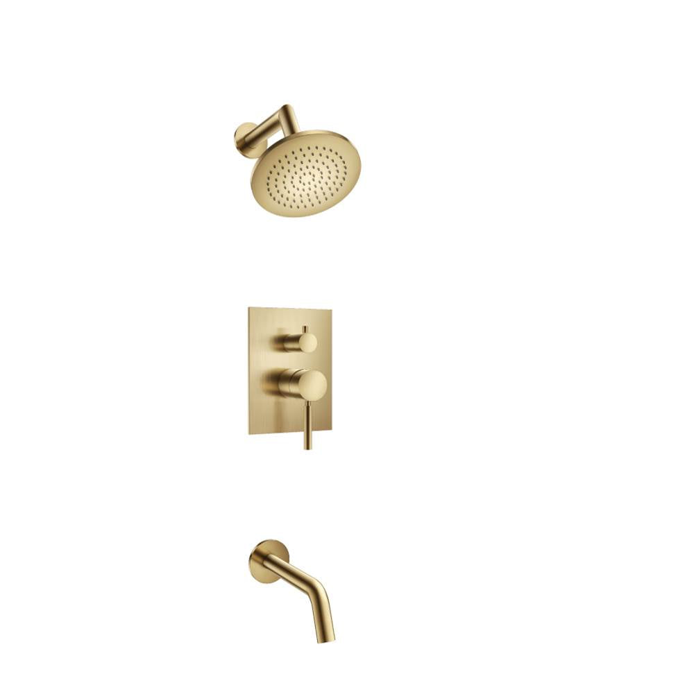 Isenberg By Flusso - Two Output Shower Set With Shower Head And Tub Spout - Satin Brass PVD