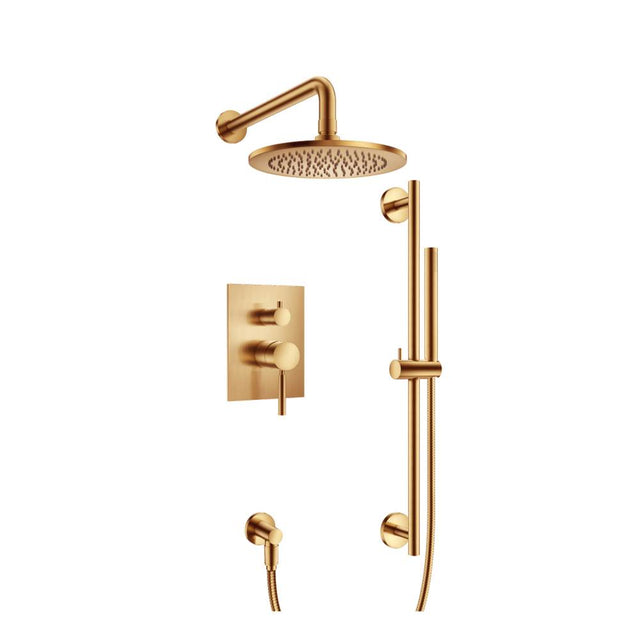 Isenberg By Flusso - Two Output Shower Set With Shower Head, Hand Held And Slide Bar - Brushed Bronze Pvd