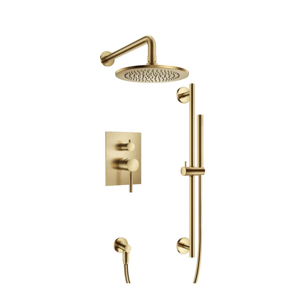 Isenberg By Flusso - Two Output Shower Set With Shower Head, Hand Held And Slide Bar - Satin Brass PVD