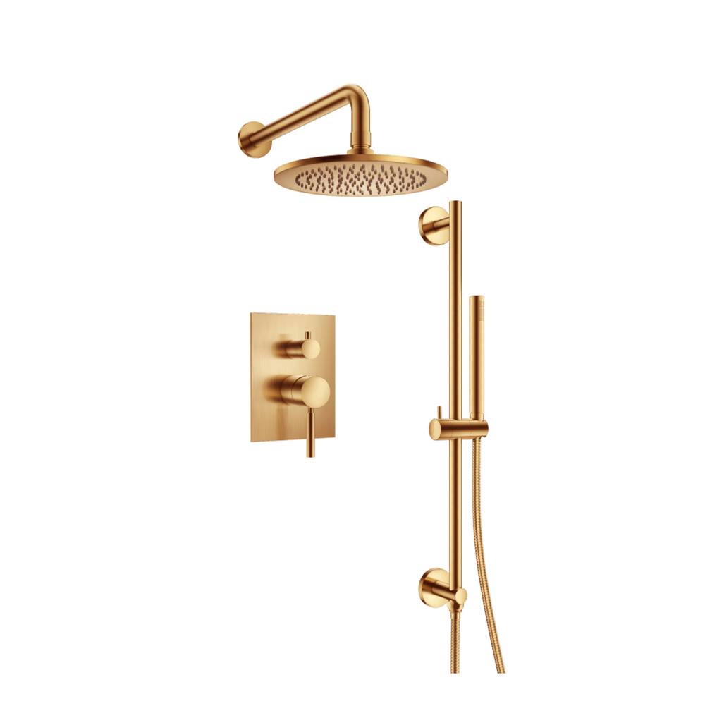 Isenberg By Flusso - Two Output Shower Set With Shower Head, Hand Held And Slide Bar - Brushed Bronze Pvd
