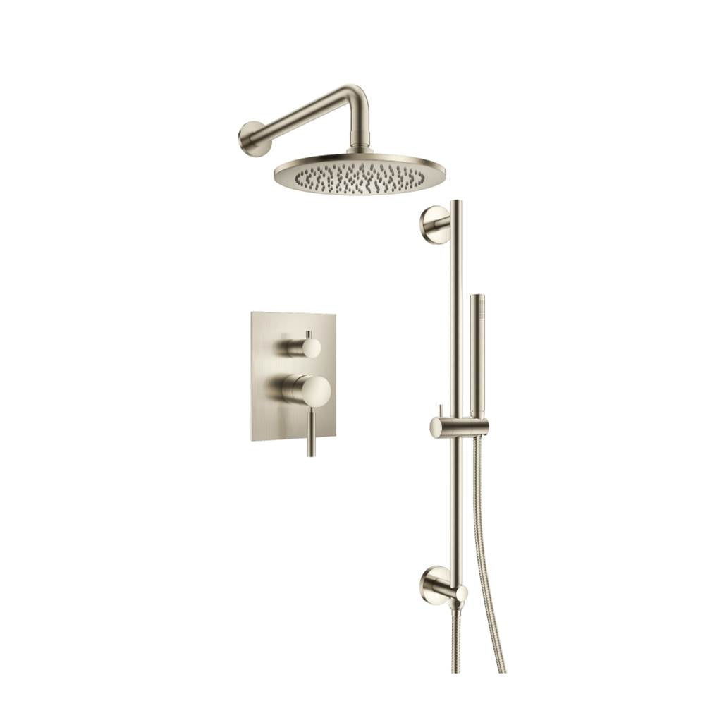 Isenberg By Flusso - Two Output Shower Set With Shower Head, Hand Held And Slide Bar - Brushed Nickel PVD