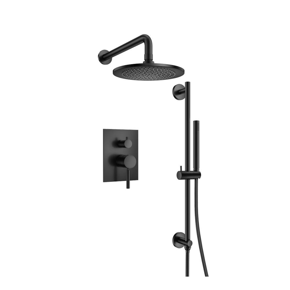 Isenberg By Flusso - Two Output Shower Set With Shower Head, Hand Held And Slide Bar - Matte Black