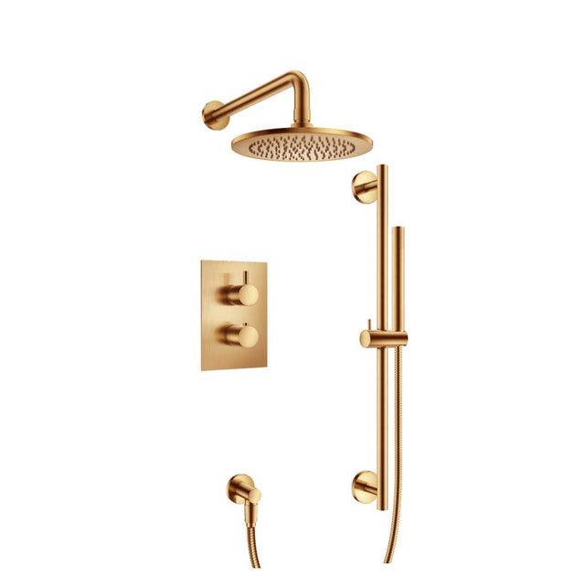 Isenberg By Flusso - Two Output Shower Set With Shower Head, Hand Held And Slide Bar - Brushed Bronze Pvd