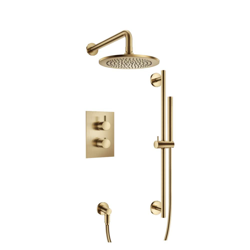 Isenberg By Flusso - Two Output Shower Set With Shower Head, Hand Held And Slide Bar - Satin Brass PVD