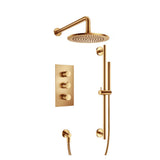 Isenberg By Flusso - Two Output Shower Set With Shower Head, Hand Held And Slide Bar - Brushed Bronze Pvd