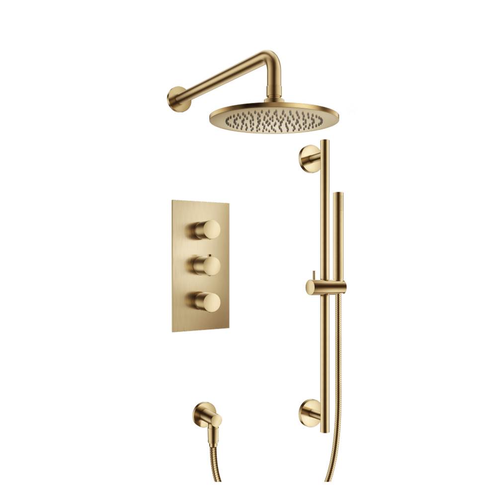 Isenberg By Flusso - Two Output Shower Set With Shower Head, Hand Held And Slide Bar - Satin Brass PVD
