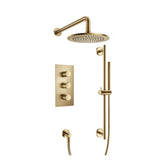 Isenberg By Flusso - Two Output Shower Set With Shower Head, Hand Held And Slide Bar - Satin Brass PVD