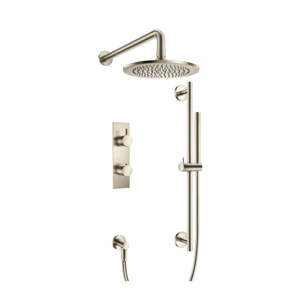 Isenberg By Flusso - Two Output Shower Set With Shower Head, Hand Held And Slide Bar - Brushed Nickel PVD