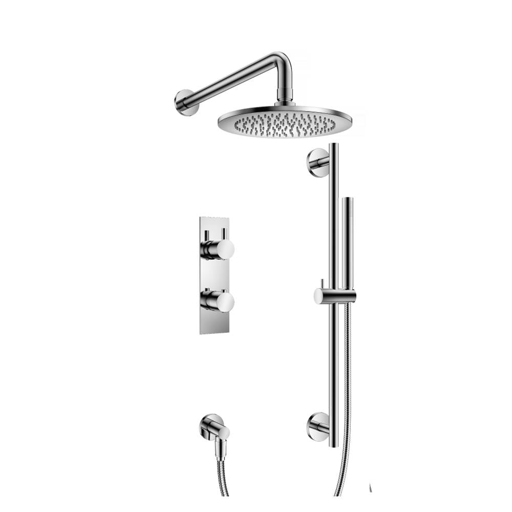 Isenberg By Flusso - Two Output Shower Set With Shower Head, Hand Held And Slide Bar - Chrome