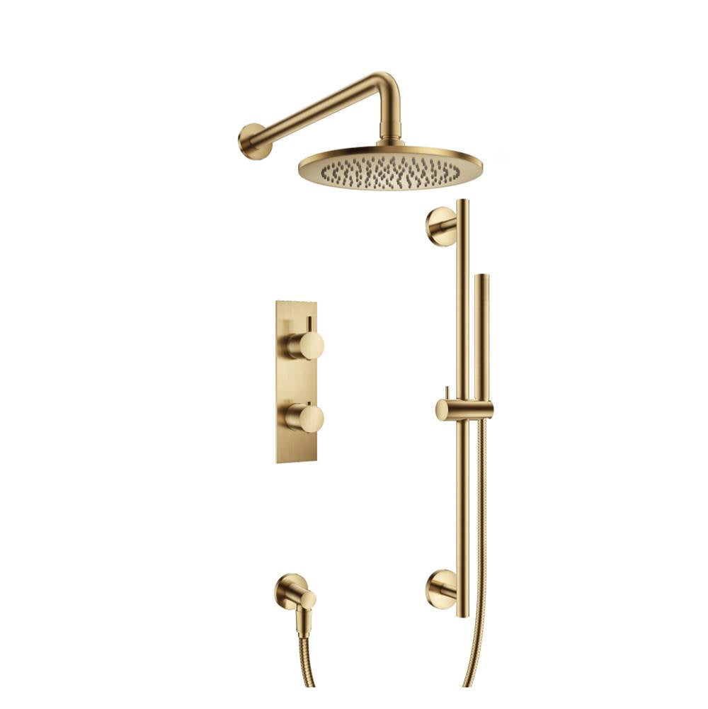 Isenberg By Flusso - Two Output Shower Set With Shower Head, Hand Held And Slide Bar - Satin Brass PVD