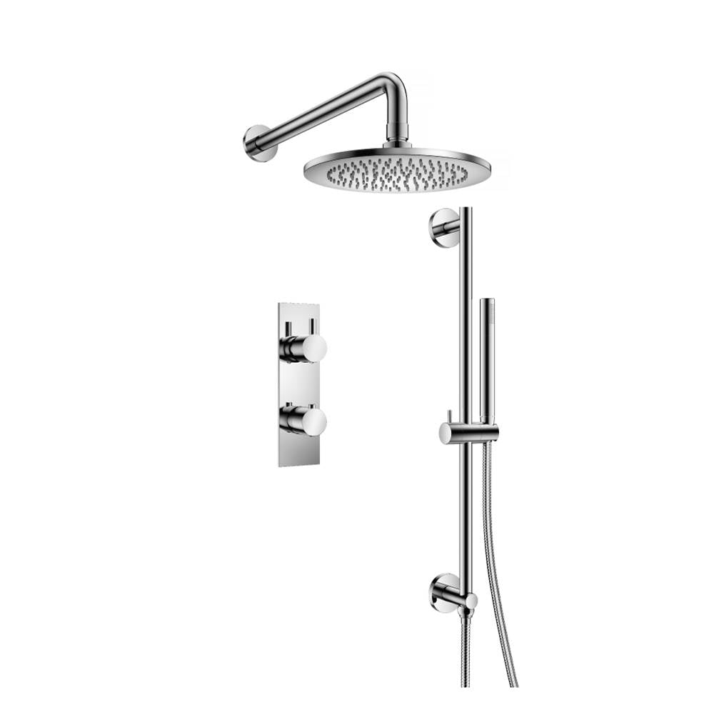 Isenberg By Flusso - Two Output Shower Set With Shower Head, Hand Held And Slide Bar - Chrome