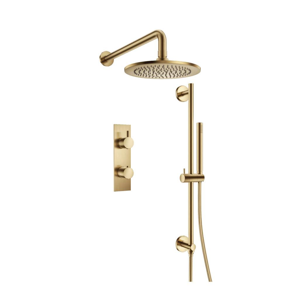 Isenberg By Flusso - Two Output Shower Set With Shower Head, Hand Held And Slide Bar - Satin Brass PVD