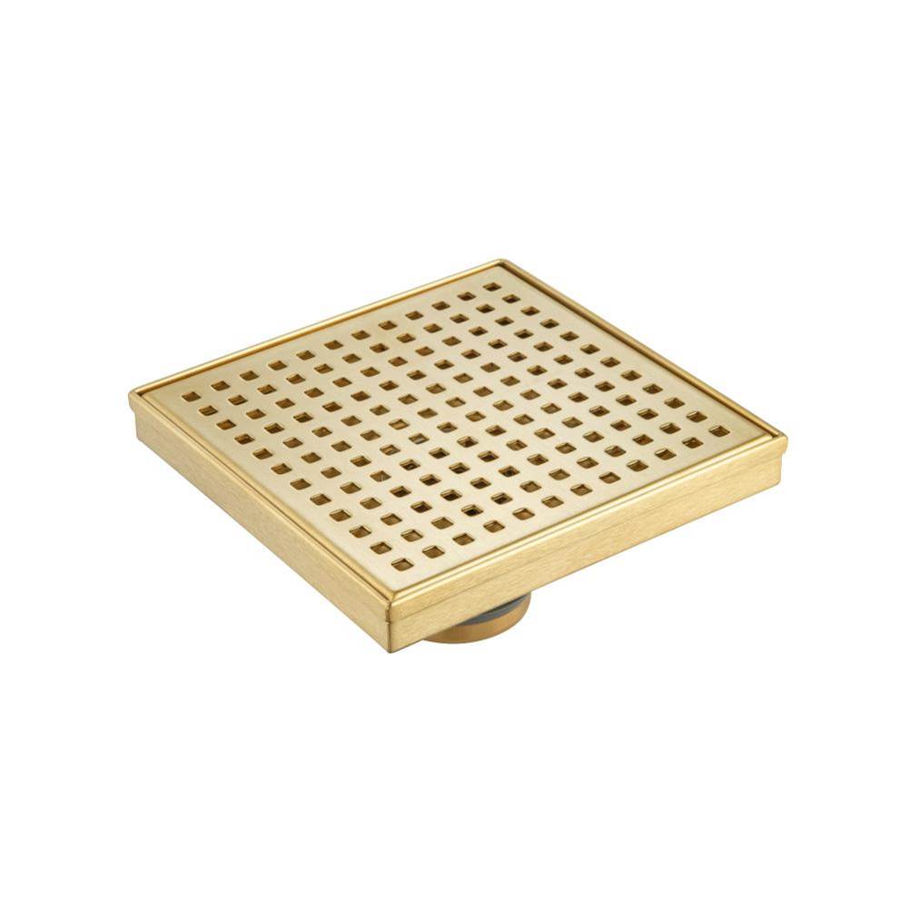 Isenberg By Flusso - 6'' Decorative Floor Drain with 2'' Outlet - Satin Brass PVD
