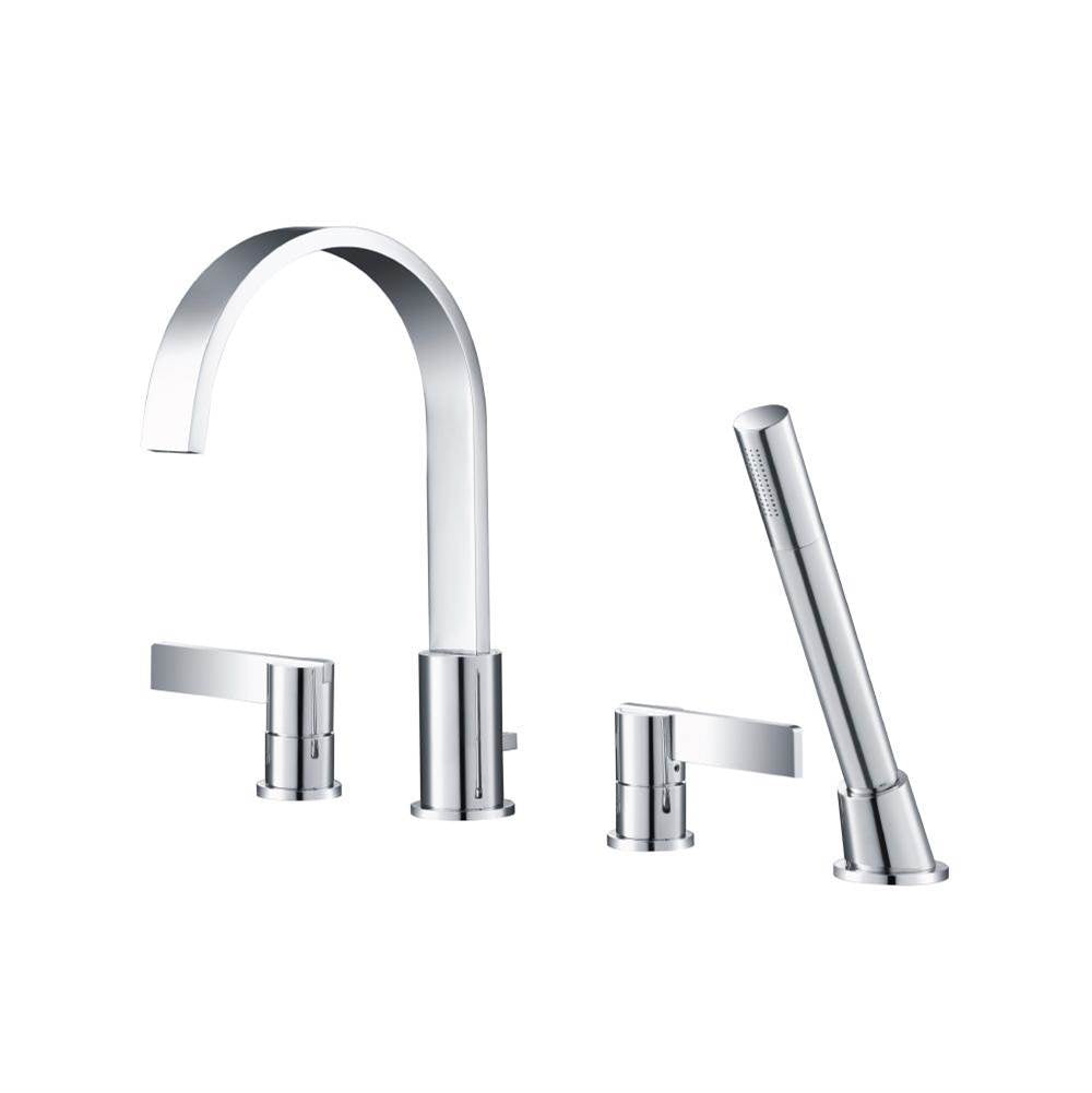 Isenberg By Flusso - 4 Hole Deck Mounted Roman Tub Faucet With Hand Shower - Chrome