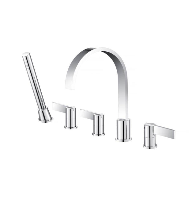 Isenberg By Flusso - Five Hole Deck Mounted Roman Tub Faucet With Hand Shower - Chrome